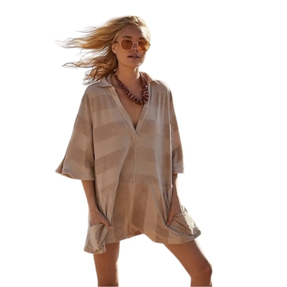 Free People Beach Charlton Romper Medium NEW Terry Beachy Pockets Swim Cover Up - Picture 13 of 13